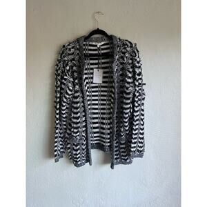 Anthropologie Endless Rose Woman Black/ White Open Front Cardigan, Size …